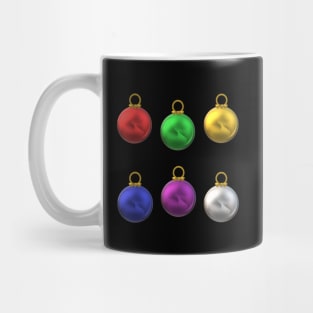 Colorful Christmas Tree Ornaments (Black Background) Mug